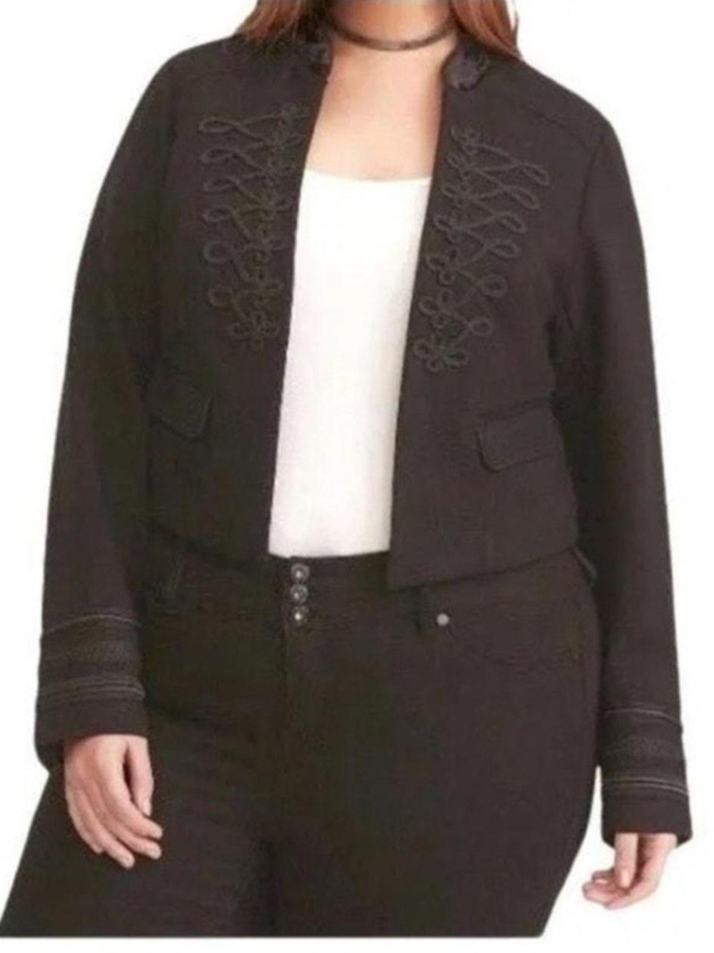 Torrid Sz 3 Black Cropped Military-Style Blazer